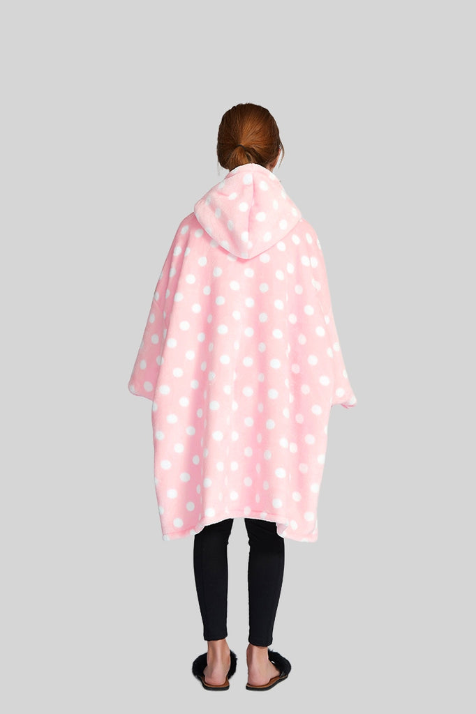 Snazzy Pink Kids | Pink Polkadots Blanket Hoodie